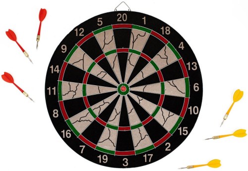 ACRA Terč na šipky závěsný 40cm kovový rám + 6 šipek