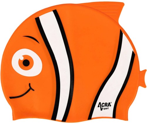 ACRA Čepice koupací dětská silikonová do vody oranžová Nemo
