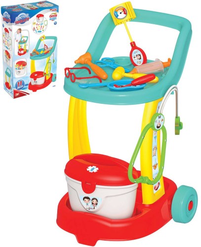 BINO Lékařský vozík 32x48x36cm + dětské lékařské potřeby plast