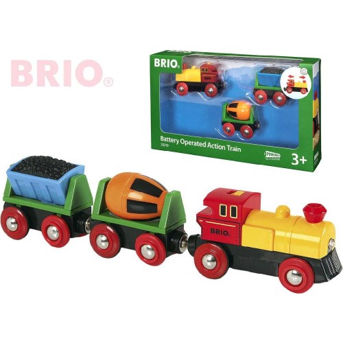 BRIO Mašinka elektrická set se 2 vagónky na baterie k vláčkodráze 33319 Světlo