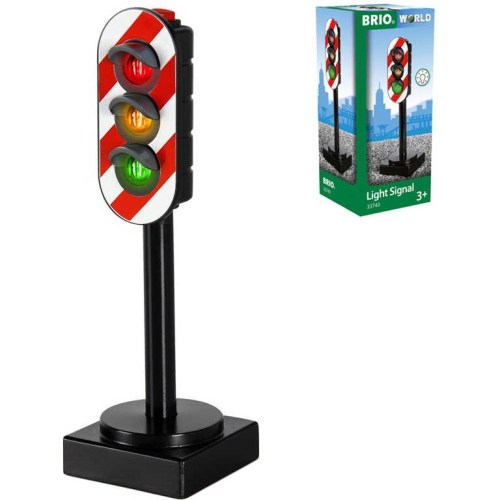 BRIO DŘEVO Semafor světelný 14cm na baterie v krabici Světlo