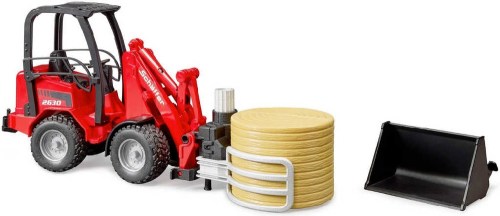 BRUDER 02192 Nakladač Schaffer 2630 set s kleštěmi a balíkem slámy 1:16 plast