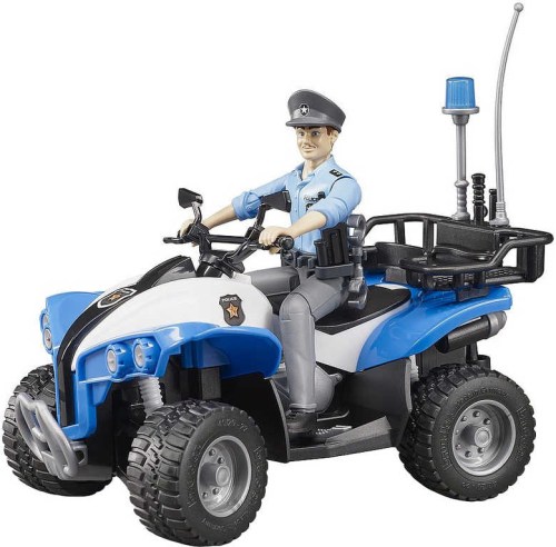 BRUDER 63010 Model 1:16 čtyřkolka policejní 16cm set s policistou plast