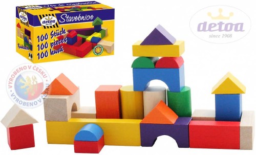 DETOA Kostky drevěné stavěcí 100 ks * DŘEVĚNÉ HRAČKY *