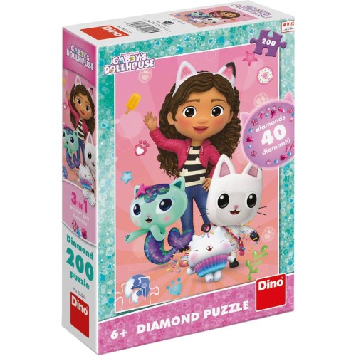 DINO Puzzle Gábi (Gabbys Dollhouse) 33x47cm skládačka s drahokamy 200 dílků