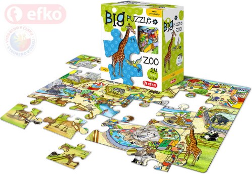 EFKO Baby Puzzle BIG V ZOO velké dílky skládačka set 24 dílků 68x47cm v krabici