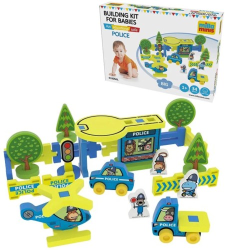 MILLAMINIS Velká policejní stanice baby soft stavebnice pěnová 34 dílků