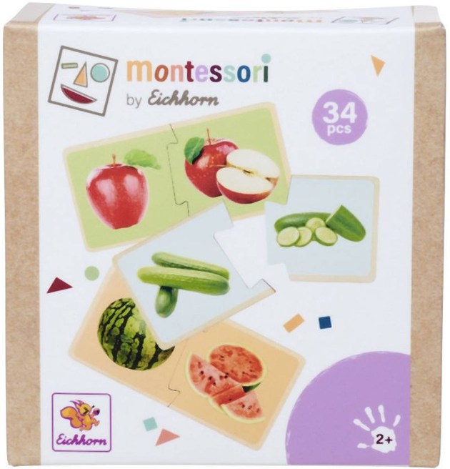 EICHHORN DŘEVO Montessori puzzle baby ovoce a zelenina dvojice