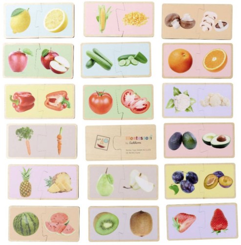 EICHHORN DŘEVO Montessori puzzle baby ovoce a zelenina dvojice