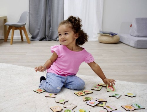EICHHORN DŘEVO Montessori puzzle baby ovoce a zelenina dvojice