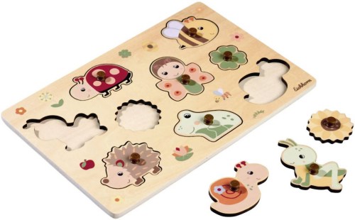 EICHHORN DŘEVO Puzzle baby vkládací s úchyty 9 dílků zvířátka 2 druhy
