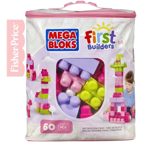 FISHER PRICE MEGA BLOKS Stavebnice 60 dílků v plastové tašce pro holky