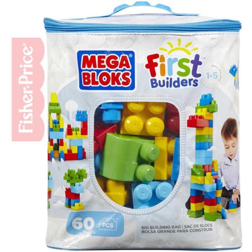 FISHER PRICE MEGA BLOKS Stavebnice 60 dílků v plastové tašce pro kluky