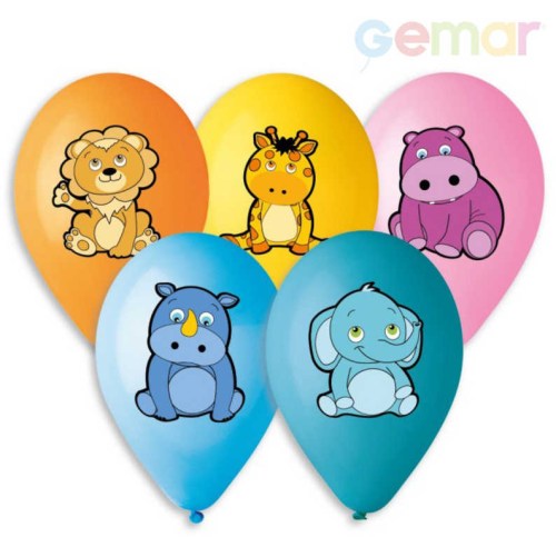 GEMAR Balónky nafukovací 30cm potisk ZVÍŘÁTKA set 5ks v sáčku