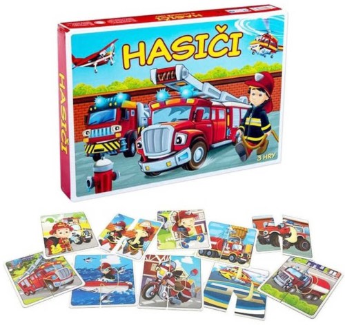 HYDRODATA Hra Hasiči 3 logické hry 3v1 puzzle *SPOLEČENSKÉ HRY*