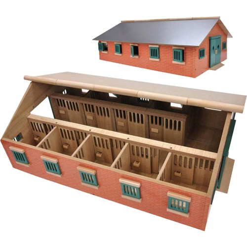 KIDS GLOBE Stáje pro koně 1:24 se 7 boxy DŘEVĚNÁ STAVEBNICE