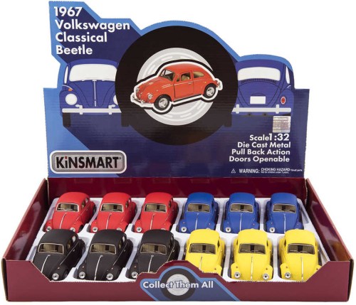 KINSMART Auto hippies model VW Classical Beetle kov 13cm zpětný nátah 4 barvy