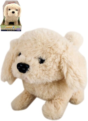 MAC TOYS Pejsek béžový interaktivní zvířátko chodící na baterie Zvuk PLYŠ