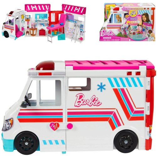MATTEL BRB Barbie auto sanitka / klinika 2v1 na baterie Světlo Zvuk