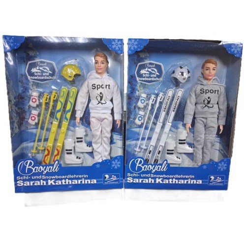 Panáček v zimním oblečení lyžař s doplňky 2 druhy