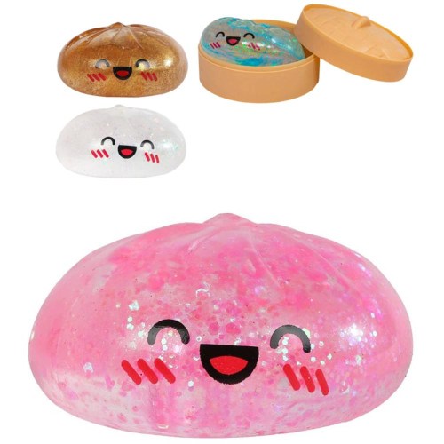 Knedlíček Squishy Dumpling mačkací antistresový knedlík v košíčku 4 barvy