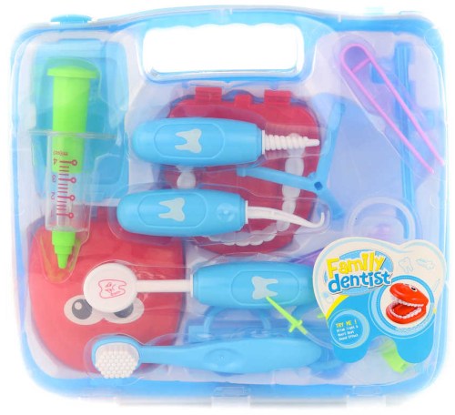 Doktorská sada zubař dětské lékařské potřeby s umělým chrupem v kufříku