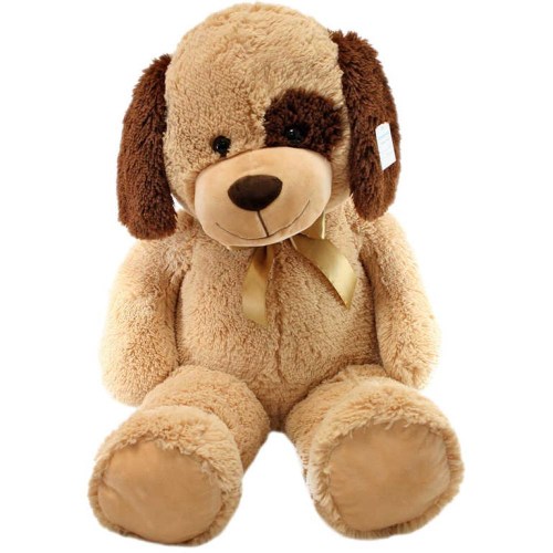 PLYŠ Pes béžový sedící 90cm s flíčkem *PLYŠOVÉ HRAČKY*