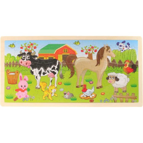 DŘEVO Puzzle deskové skládačka farma 96 dílků *DŘEVĚNÉ HRAČKY*