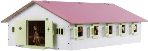 DŘEVO Stáj pro koně 62x43x22cm růžová 1:32 *DŘEVĚNÉ HRAČKY*
