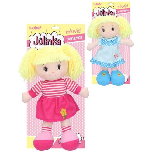 Panenka baby látková hadrová Jůlinka mluví zpívá česky textilní na baterie CZ Zvuk