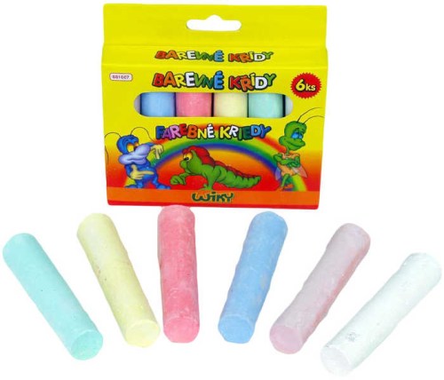 Křídy chodníkové barevné kulaté Set 6ks 6 barev v krabičce na chodník