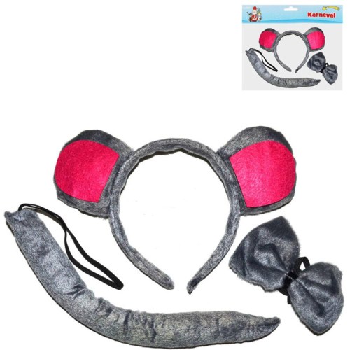 KARNEVAL Myška čelenka s ušima s doplňky *KARNEVALOVÝ DOPLNĚK*