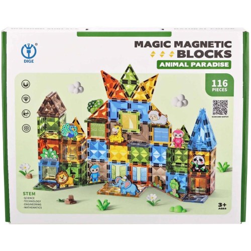 Stavebnice magnetická 116 dílků dům se zvířátky skládačka 3D Diamond