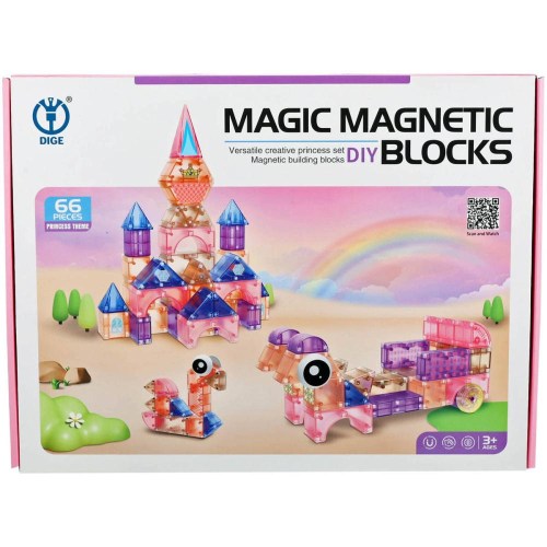 Stavebnice magnetická 66 dílků zámek princezna skládačka 3D