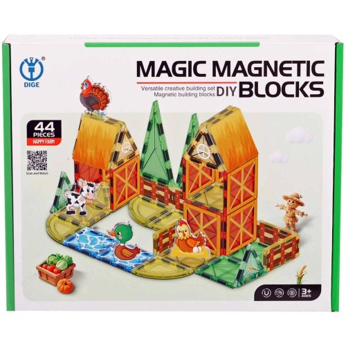 Stavebnice magnetická 44 dílků veselá frama skládačka 3D