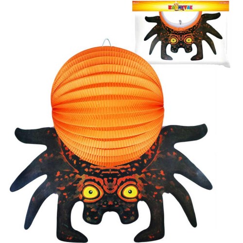 Lampión krčený papírový 3D Halloween pavouk 25cm na svíčku
