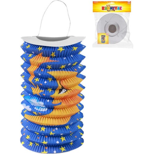Lampion válec modrý Měsíc 15cm na čajovou svíčku v sáčku