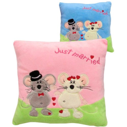 PLYŠ Polštářek myšky Love 25x25cm Just Married 2 barvy *PLYŠOVÉ HRAČKY*