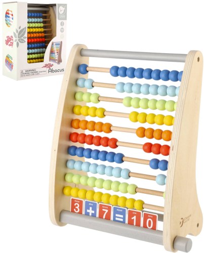 DŘEVO Počítadlo 100 kuliček s kartičkami s číslicemi *DŘEVĚNÉ HRAČKY*