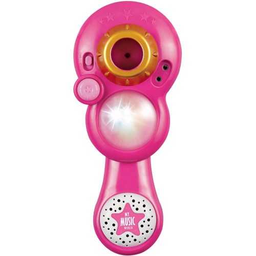 Mikrofon dětský Karaoke růžový se stojanem na baterie Světlo Zvuk MP3