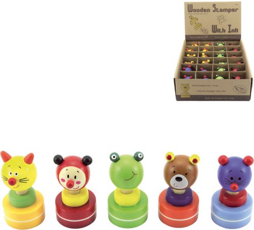 DŘEVO Razítko kulaté zvířátko 6cm s vrškem 5 druhů *DŘEVĚNÉ HRAČKY*