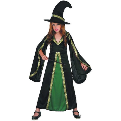 KARNEVAL Šaty čarodějka černozelená vel. M (120-130cm) 5-9 let *KOSTÝM*