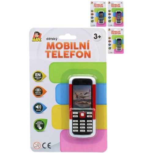 Telefon dětský 11cm tlačítkový mobil na baterie 4 barvy AJ Zvuk na kartě