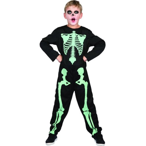 KARNEVAL Šaty Kostra svítí ve tmě vel.S (110-120cm) 4-6 let *KOSTÝM*