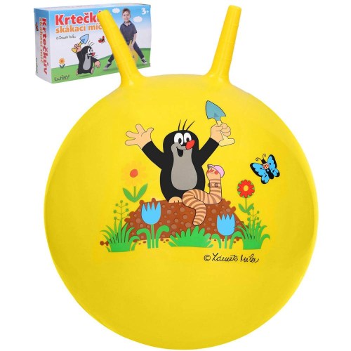 KRTEK (Krteček) Míč skákací 40cm žluté dětské hopsadlo s držadly