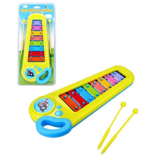 KRTEK (Krteček) Xylofon dětský barevný 34cm se 2 paličkami *HUDEBNÍ NÁSTROJE*