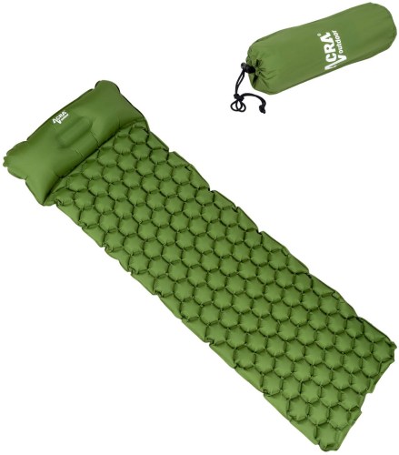 ACRA Karimatka nafukovací s polštářkem 190x55x5cm Zelená matrace