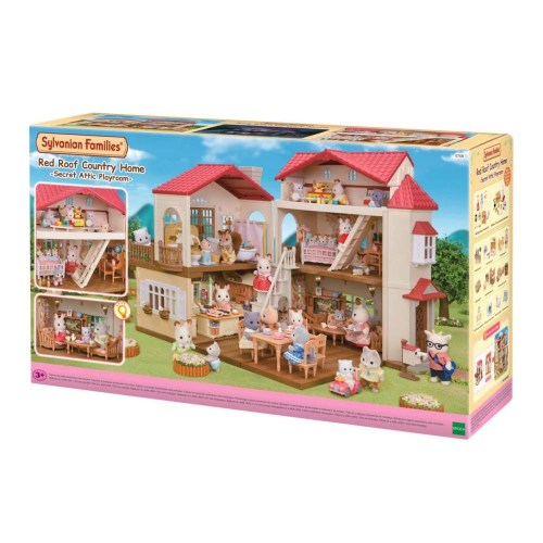 SYLVANIAN Velký patrový dům s červenou střechou a se světly, nový