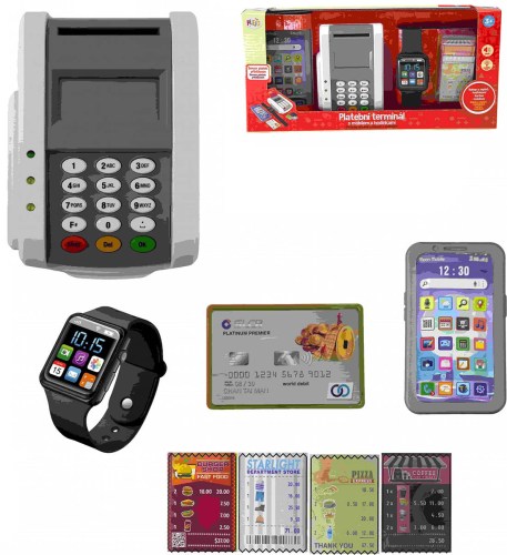 PLEJO Platební terminál set s mobilem a hodinkami na baterie Světlo Zvuk