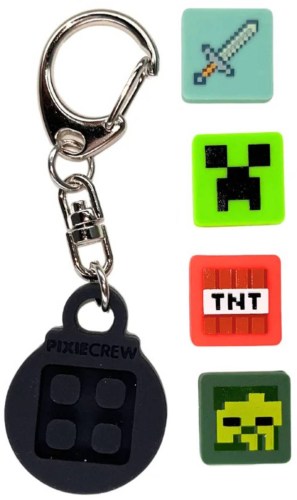 PIXIE CREW & MINECRAFT Klíčenka černá + 4 multipixely silikon